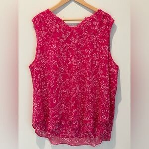 Cristina B Floral Pink Sleeveless‎ Top Size XXL